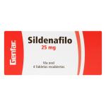 SILDENAFIL 25 MG 4 TABLETAS GF