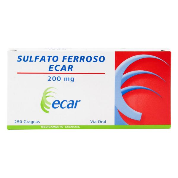 SULFATO FERROSO 200 MG 250 GRAGEAS EC