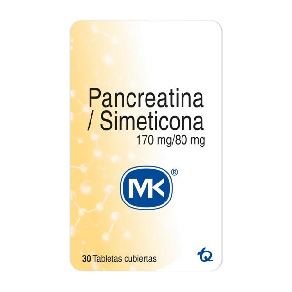 PANCREATINA SIMETICONA 30 TABLETAS MK