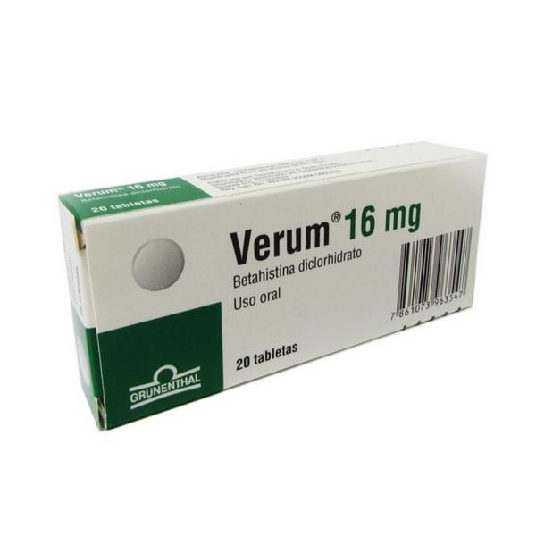 VERUM 16 MG 20 TABLETAS (A)(3%+)