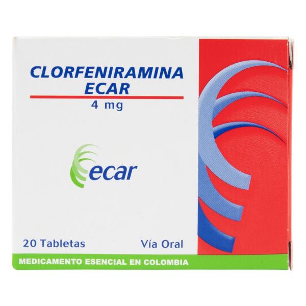 CLORFENIRAMINA 4 MG 20 TABLETAS EC