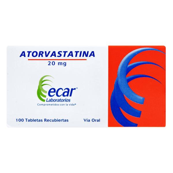 ATORVASTATINA 20 MG 100 TABLETAS EC