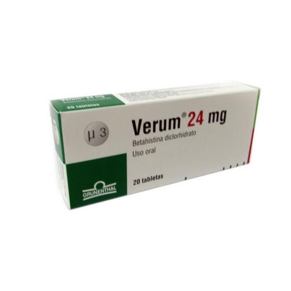 VERUM 24 MG 20 TABLETAS (A)(3%+)(PAE)