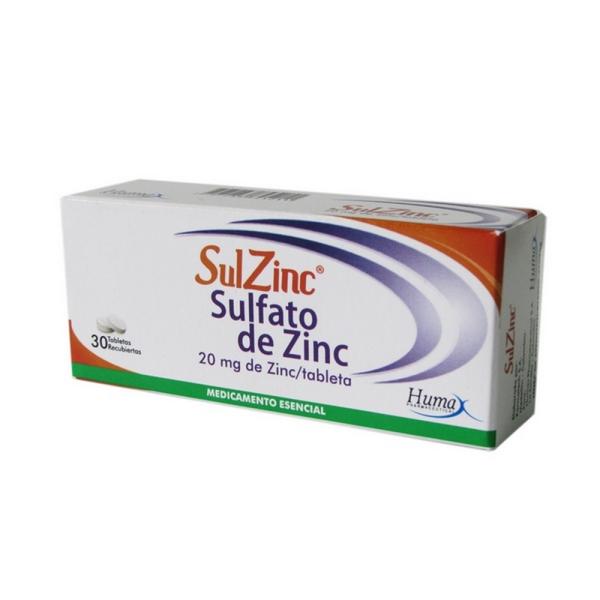 SULZINC 20 MG 30 TABLETAS