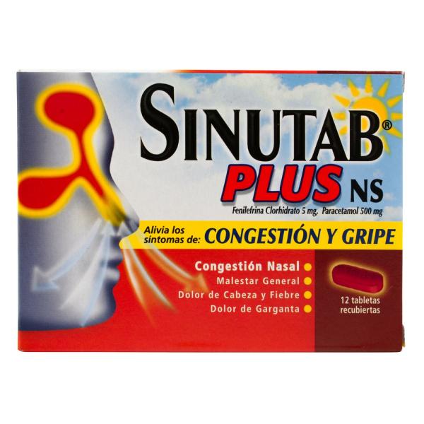 SINUTAB PLUS NS 12 TABLETAS