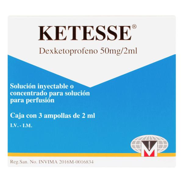 KETESSE 50 MG INYECTABLE 3 AMPOLLAS(3%+)