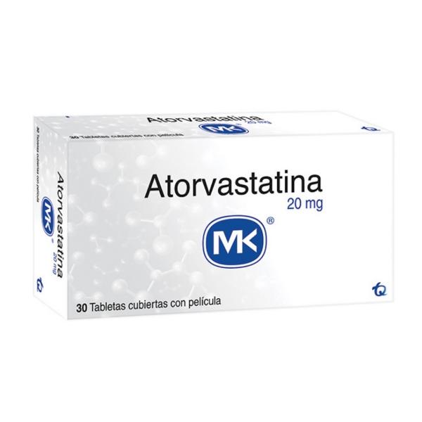 ATORVASTATINA 20 MG 30 TABLETAS MK