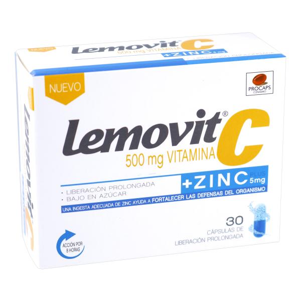 LEMOVIT C+ZINC 500 MG 30 CAPSULAS