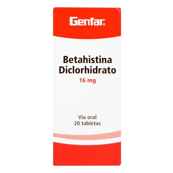 BETAHISTINA 16 MG 20 TABLETAS GF