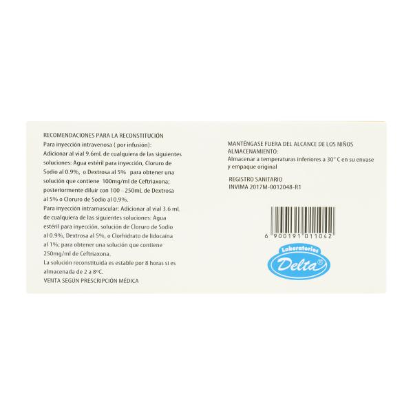 CEFTRIAXONA CEFTRIDELT 10 AMP