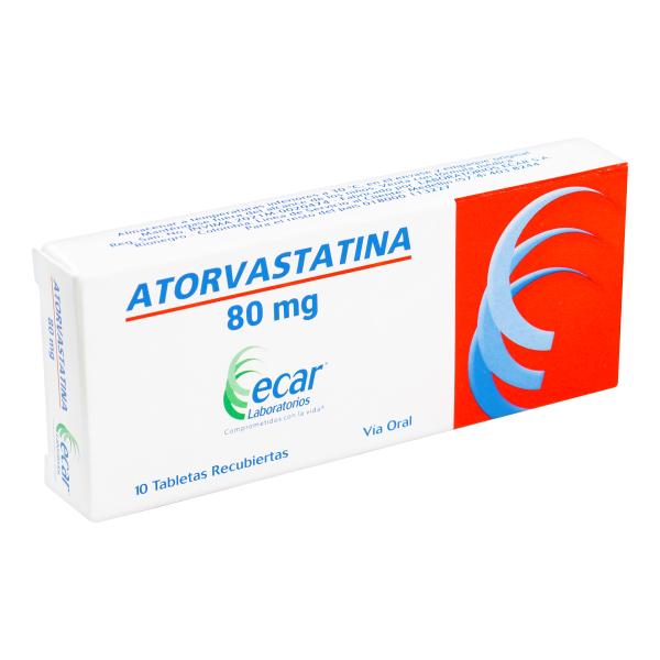 ATORVASTATINA 80 MG 10 TABLETAS REC.