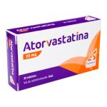 ATORVASTATINA 20 MG 30 TABLETAS