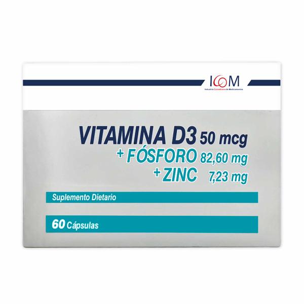 VITAMINA D3 FOSFORO Y ZINC 60 CAP ICOM