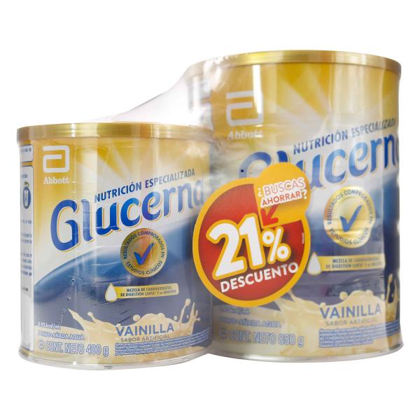 GLUCERNA VAINILLA 850 GRS + 400 GRS