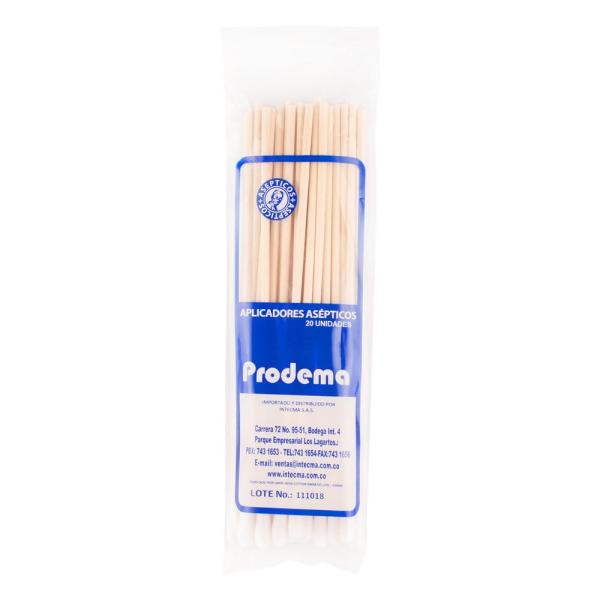 APLICADOR PRODEMA ALGODON MADERA 20 UND