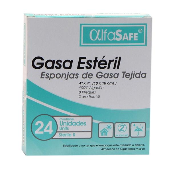 GASA ALFA SAFE ESTERIL 4X4X2 YD 24 UND