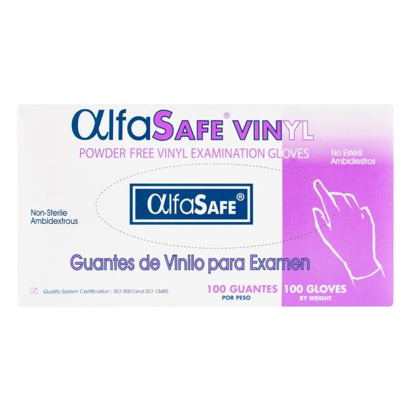 GUANTE EXAMEN VINILO ALFA T.M 100 UND