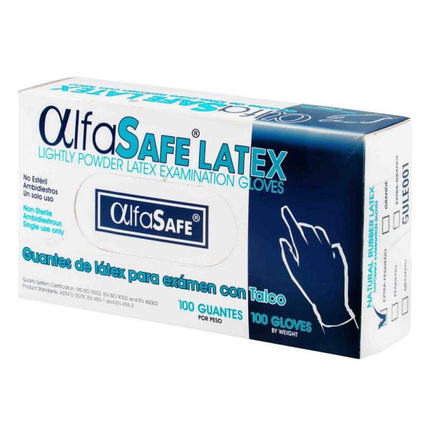 GUANTE EXAMEN ALFA LATEX 100 UND XS