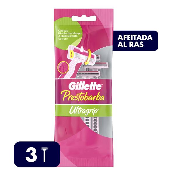 MAQ.PRESTOBARBA U.GRIP MOV.MUJER 3 UND