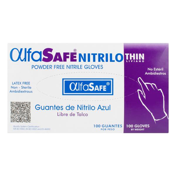 GUANTE NITRILO ALFA LIV.AZUL T.L 100 UND