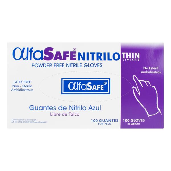 GUANTE NITRILO ALFA LIV.AZUL T.M 100 UND