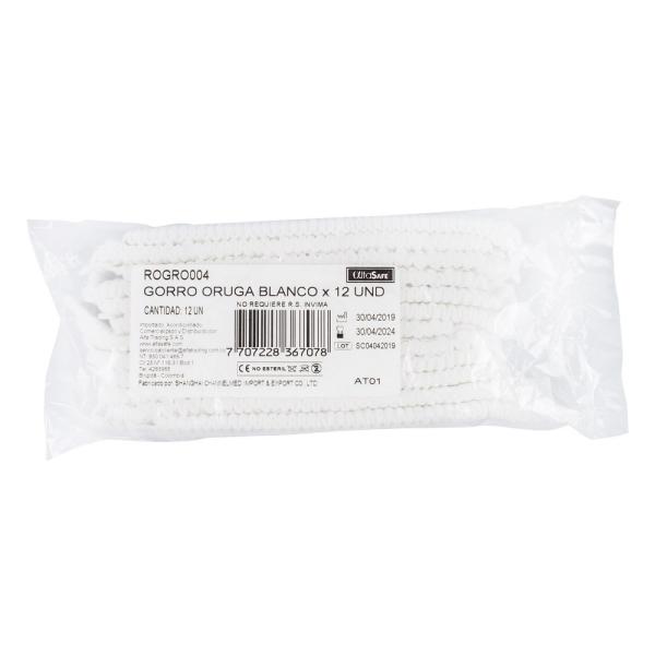 GORRO TIPO ORUGA ALFA BLANCO 12 UND
