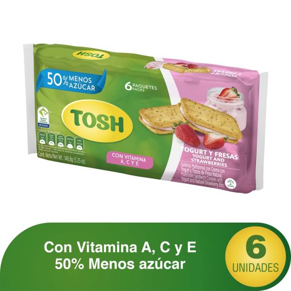GALLETAS TOSH YOGURT FRESA 6 UND