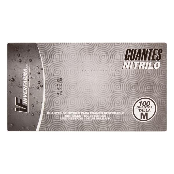 GUANTE NITRILO NEGRO T.M 100 UND INVERFA