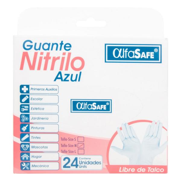 GUANTE EXAM.NITRI.AZUL ALFA T.M 24UDS