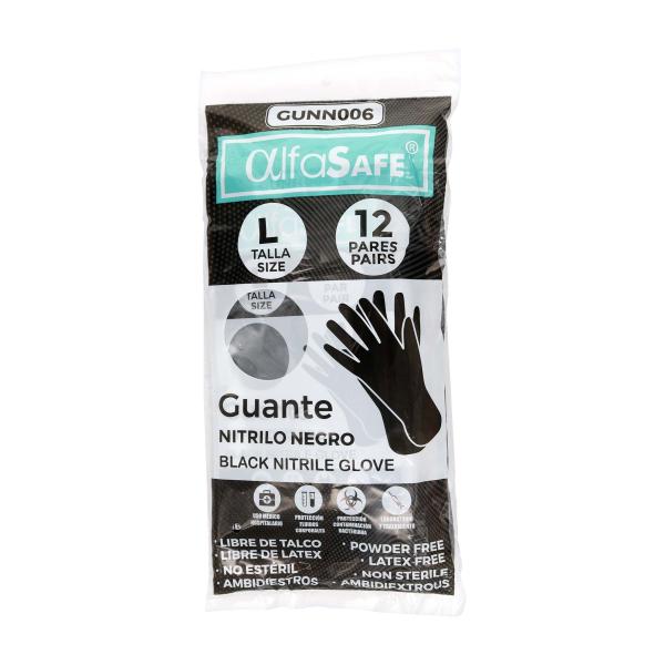GUANTES ALFASAFE NEGRO TALLA L 12 UND