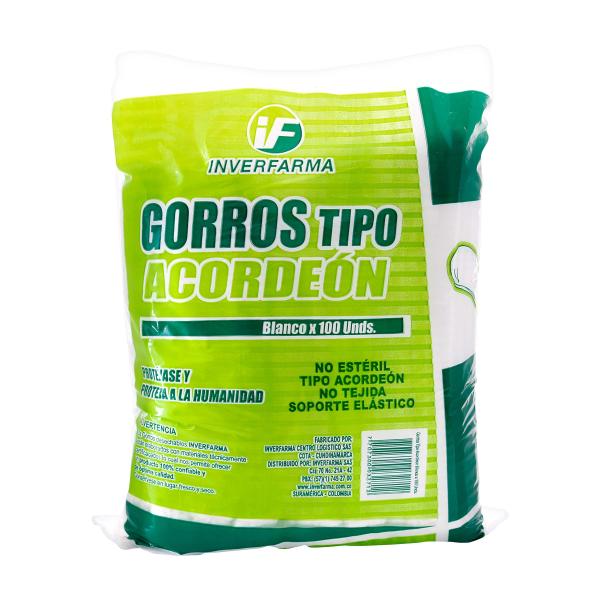 GORRO ACORDEON BLANCO 100 UND INVERFARM
