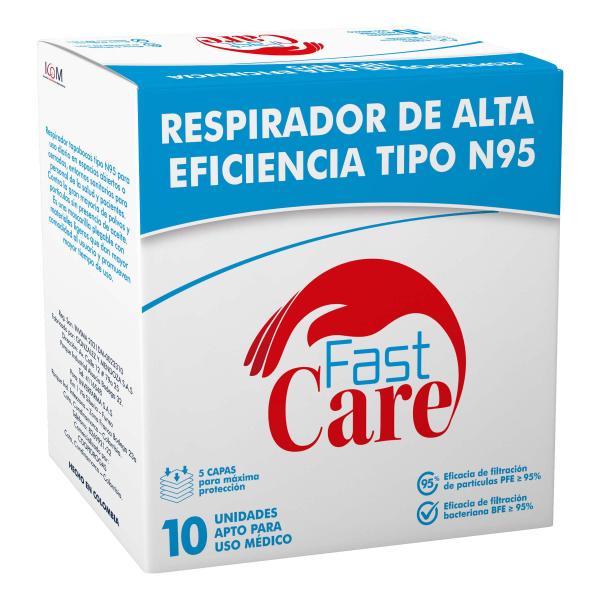 TAPABOCAS FAST CARE TIPO N95 10 UND ICOM