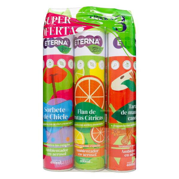 3 AMBIENT.SPRAY ETERNA BIO SURTIDO 400ML