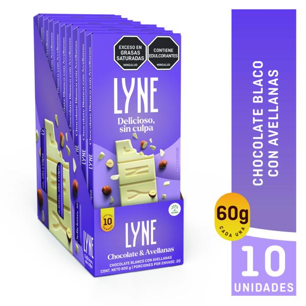 CHOCOLAT.LYNE BLANCA AVELLANA 60G 10UNDS