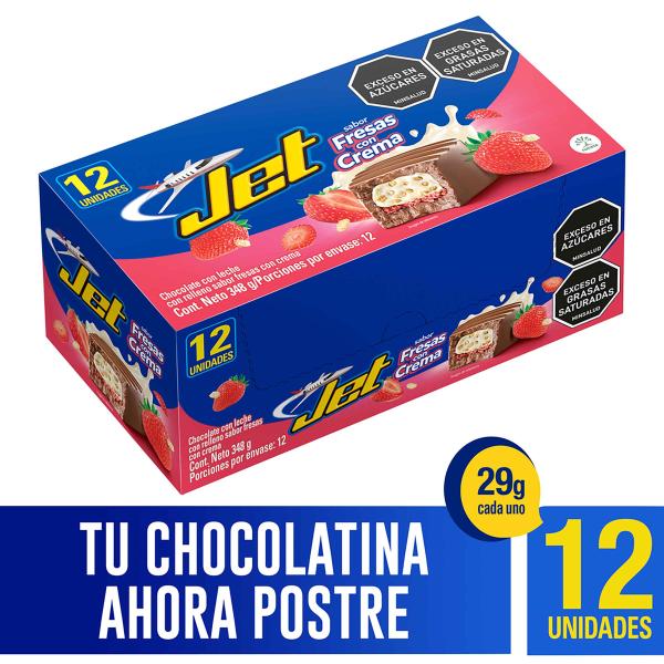 CHOCOLAT.JET FRESAS CON CREMA 29G 12UNDS