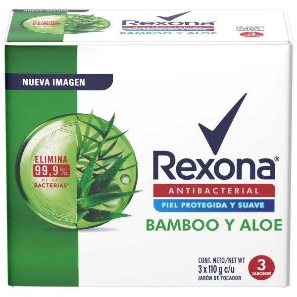 3 JABONES REXONA BAMBOO E ALOE 110 G