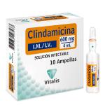 Clindamicina 600 Mg/4 Ml Solución Inyectable Caja X 10 Ampollas