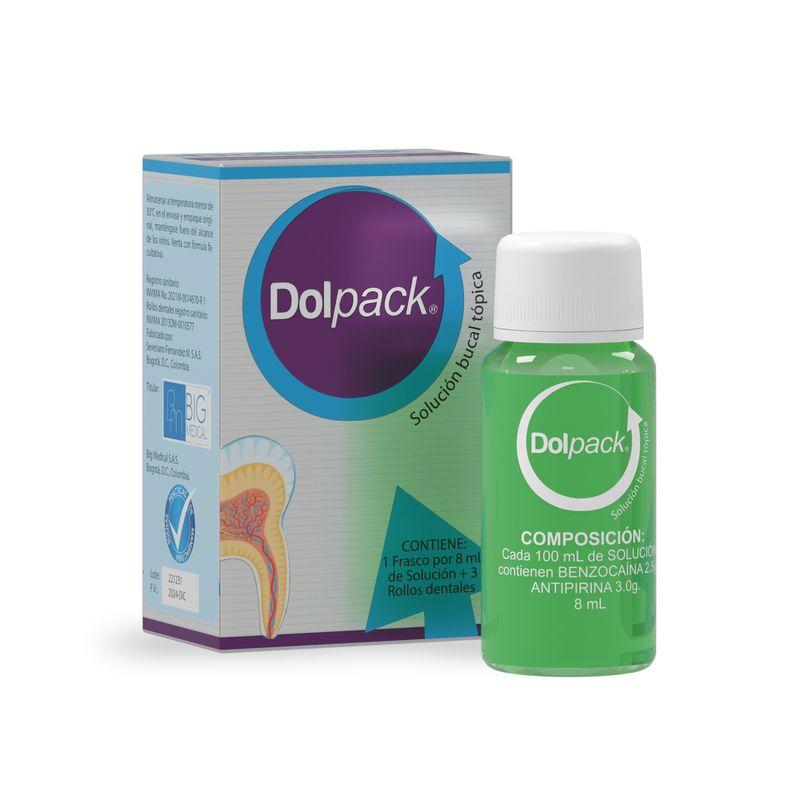 Dolpack - Benzocaina 2.5 G + Acntipirina 3 G Solución Bucal Tópica Frasco X 8 Ml + 3 Rollos Dentales