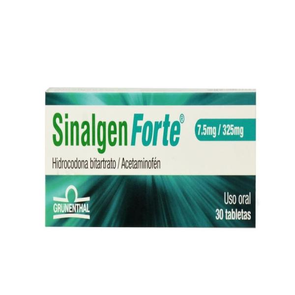 Sinalgen Forte 7.5 Mg/325mg Tabletas Caja X 30 ( Hidrocodona + Acetaminofen)