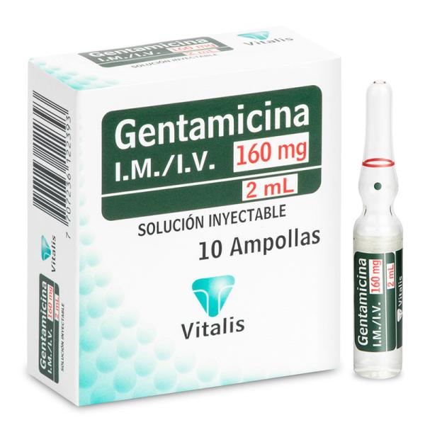 Gentamicina 160 Mg/2 Ml Solución Inyectable Caja X 10 Ampollas