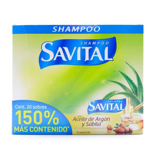 Shampoo Savital Aceite de Argan y Sabila Sachets Caja x 20