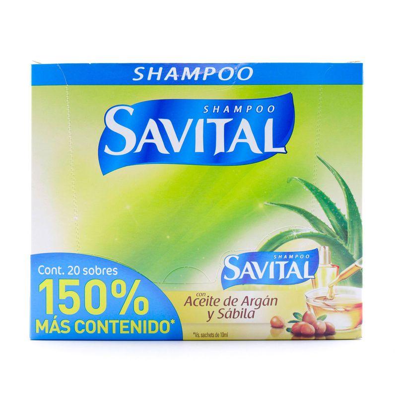 Shampoo Savital Aceite de Argan y Sabila Sachets Caja x 20