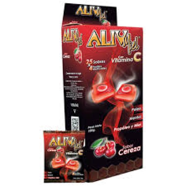 Alivmiel Pastillas Caja X 25 Sobres 4 - Cereza ( Propoleo - Polen - Vitamina C)