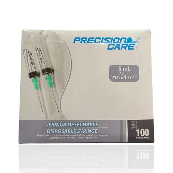 Jeringa Desechable 5 Ml 21 G X 1 1/2" Skinline Caja X 100 Unidades